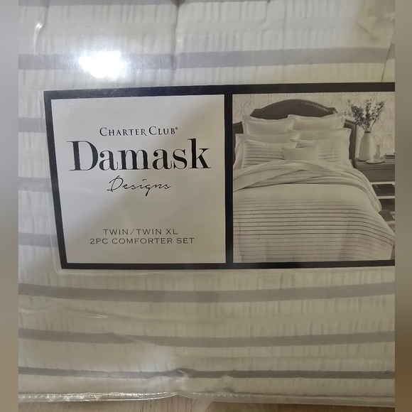 New In Bag Charter Club Seersucker Ombre Stripe Twin XL Comforter Set - Picture 5 of 7